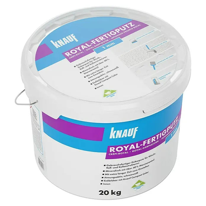 Knauf Fertig-Rollputz Royal - Korngröße: 1 mm, 20 kg - Diagonale Ansicht