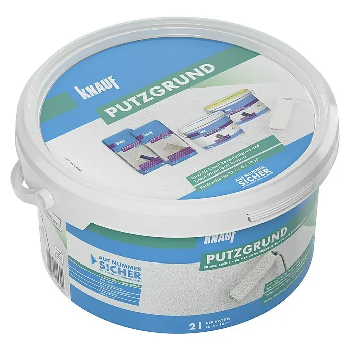 Knauf Putzgrund - 2 l, Weiß, Nikotin- und Fleckensperre - Diagonale Ansicht