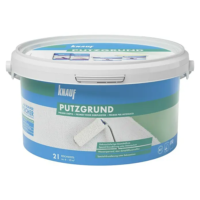 Knauf Putzgrund - 2 l, Weiß, Nikotin- und Fleckensperre - Vorderansicht