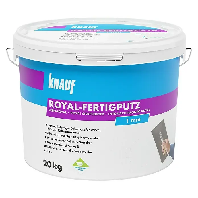 Knauf Fertig-Rollputz Royal - Korngröße: 1 mm, 20 kg - Vorderansicht