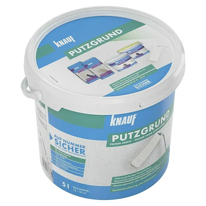 Knauf Putzgrund - 5 l, Weiß, Nikotin- und Fleckensperre - Diagonale Ansicht