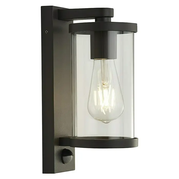 Searchlight Buitenlamp met sensor Porch - 16 x 12 x 29 cm, Zwart, IP44 - Sfeeropname