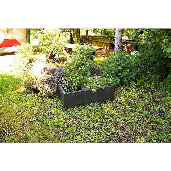 KHW Pflanzkasten - Außenmaß (L x B x H): 100 x 43 x 41 cm, Kunststoff, Anthrazit - Stimmungsaufnahme