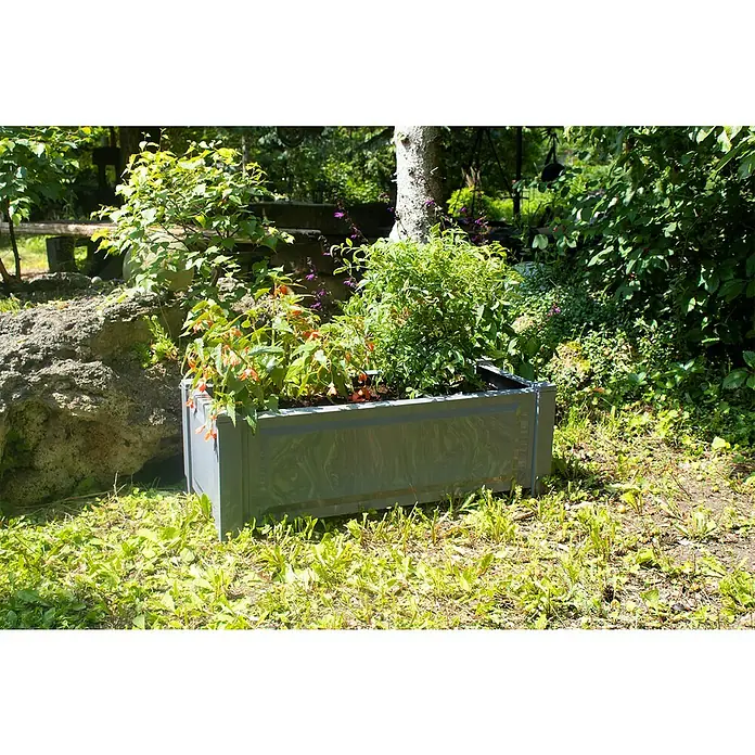 KHW Pflanzkasten Rechteckig - Außenmaß (L x B x H): 100 x 43 x 41 cm, Kunststoff, Grau - Stimmungsaufnahme