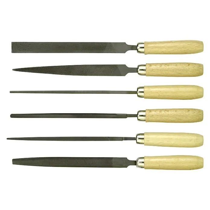 Set de limas - 6 pzs., Material empuñadura: Madera - Vista descendente