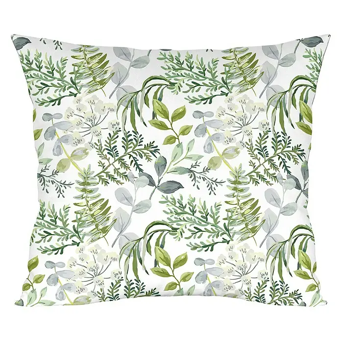 Cojín Botanic - Blanco/Verde, 45 x 45 cm, 100% algodón