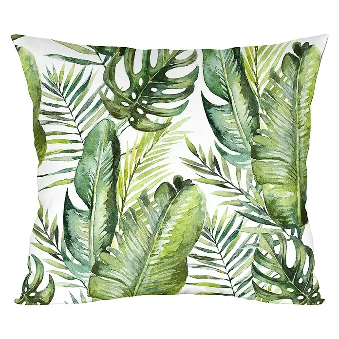 Cojín Hojas Tropicales - Verde, 45 x 45 cm, 100% algodón - Vista frontal