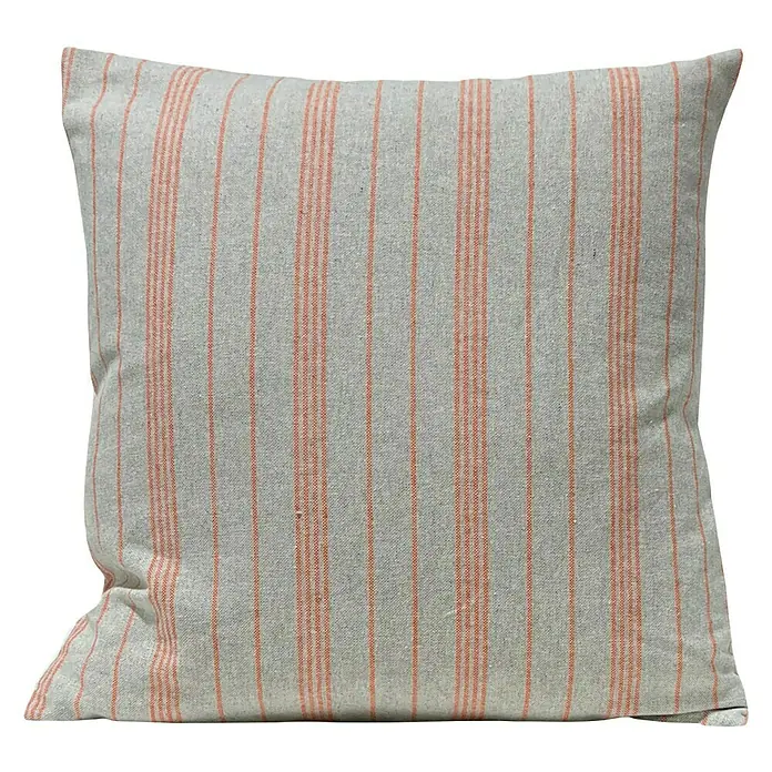 Cojín Teo Rayas - Coral/Gris, 45 x 45 cm, 100% algodón