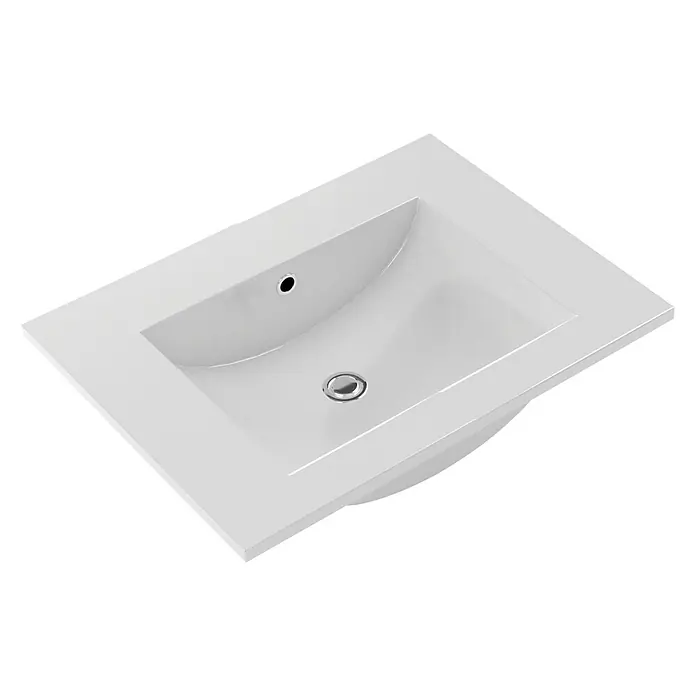 Lavabo París - 90 x 46 cm, Con desbordamiento, Blanco - Vista angular