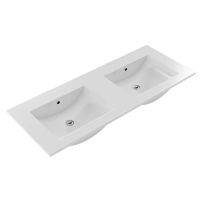 Lavabo París - 120 x 46 cm, Con desbordamiento, Blanco - Vista angular