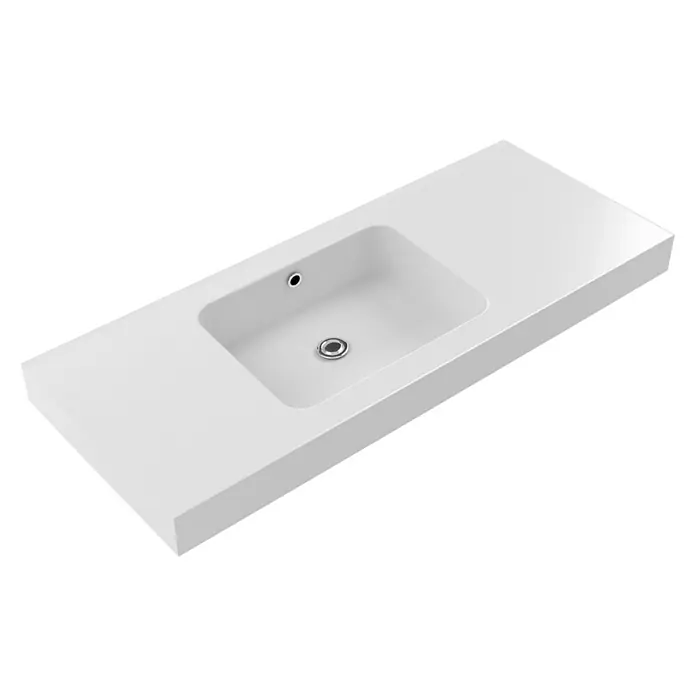 Lavabo Atenas - 121 x 46 cm, Con desbordamiento, Blanco - Vista angular