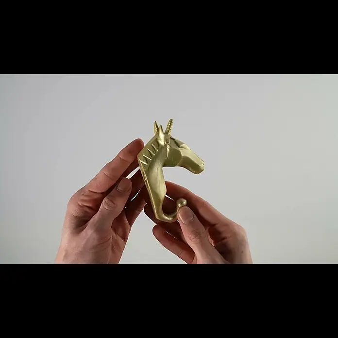 Garderobenhaken Einhorn - L x B x H: 4 x 7 x 12 cm, Gold - Wandhaken Unicorn Gold