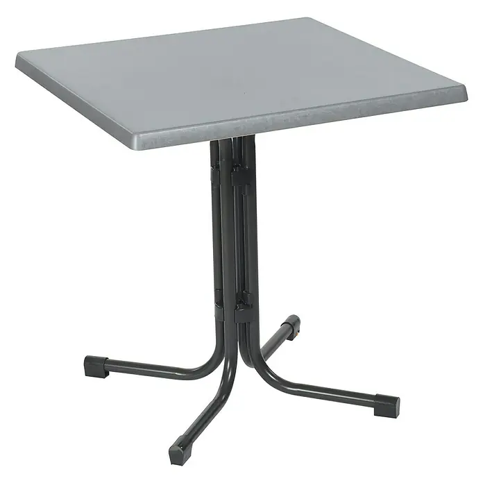 Acamp Gartentisch Piazza - L x B: 70 x 70 cm, Stahlrohr/Topalit, Anthrazit/Inox, Klappbar - Diagonale Ansicht