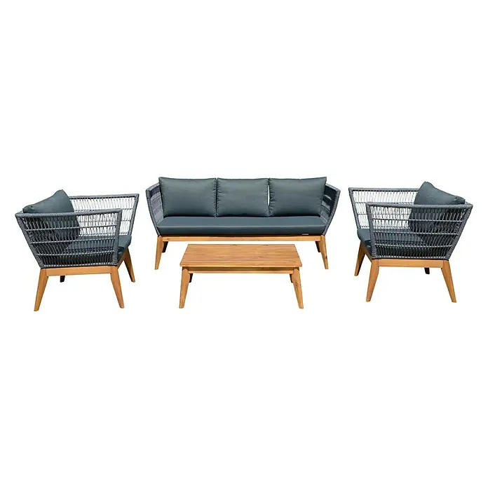 Acamp Loungemöbel-Set Alhambra - 4 -tlg., Akazie/Polyester/Aluminium, Teak-färbig/Anthrazit - Vorderansicht