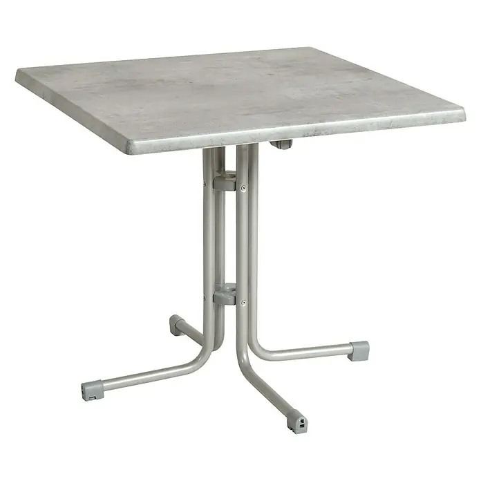Acamp Gartentisch Piazza - L x B: 70 x 70 cm, Stahlrohr/Topalit, Platin/Cemento Grigio, Klappbar - Diagonale Ansicht