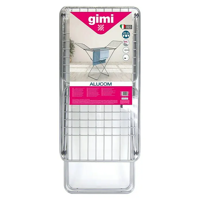Tendedero con alas Gimi Alucom - Longitud cuerda de tender: 20 m, Gris - Vista frontal
