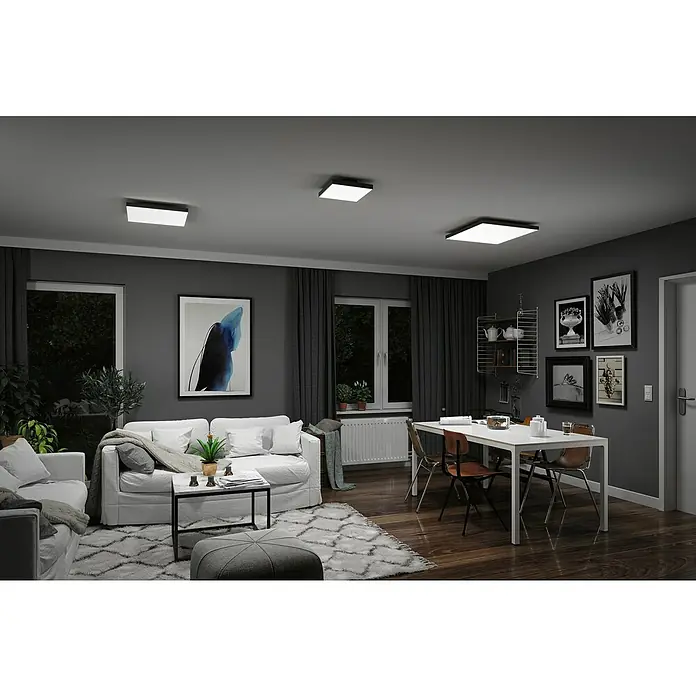 Paulmann LED-Panel - 16 W, L x B x H: 29,5 x 29,5 x 6,4 cm, Schwarz, Warmweiß - Anwendungsbeispiel