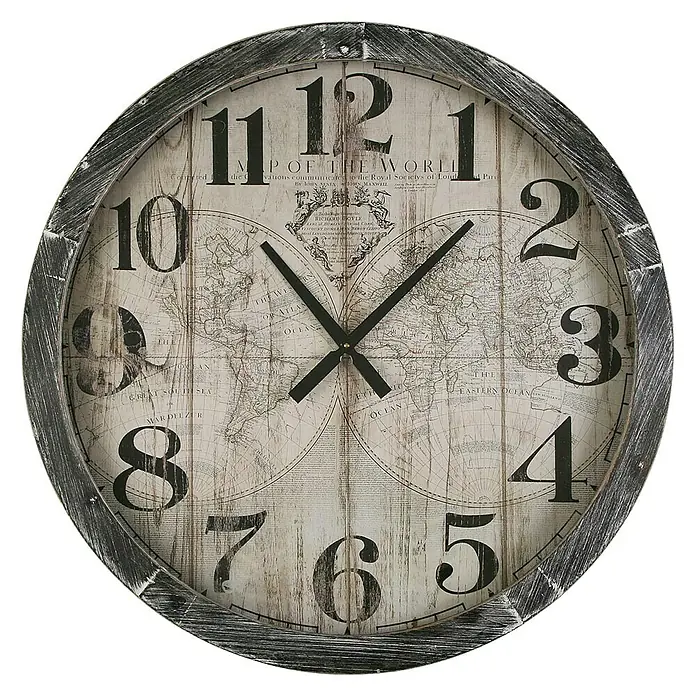Reloj de pared redondo Mapa World - Marrón oscuro, Diámetro: 76,5 cm - Vista frontal