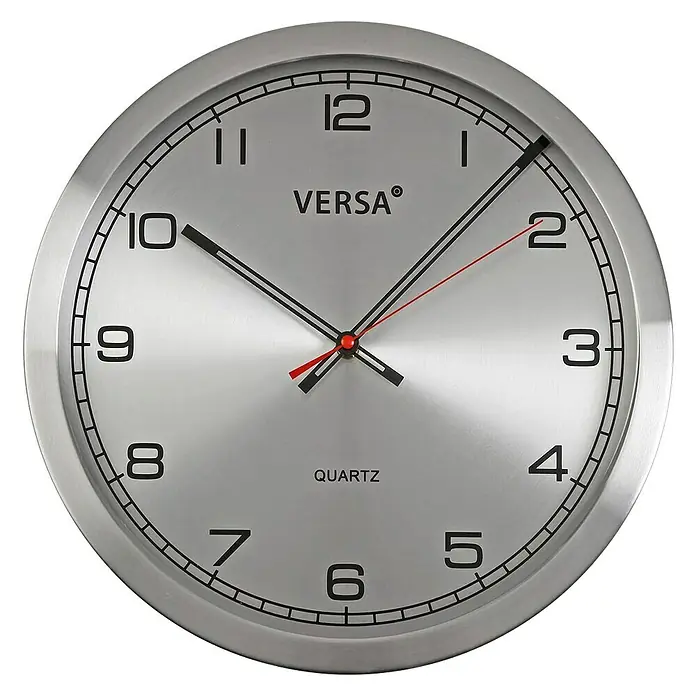 Reloj de pared redondo Aluminio - Gris, Diámetro: 25 cm - Vista frontal