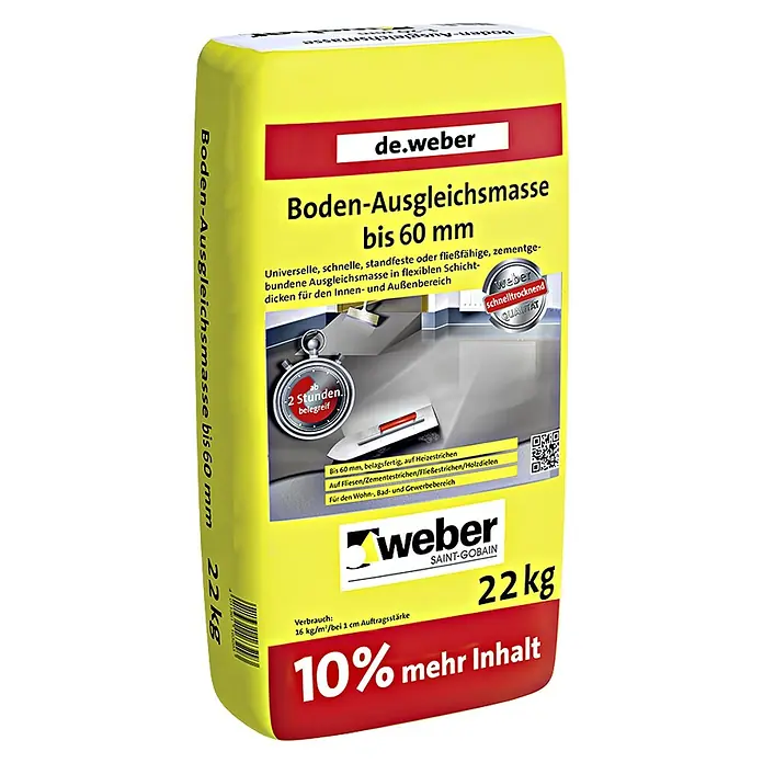SG Weber Bodenausgleichsmasse - 22 kg, Schichtdicke: 1 - 60 mm - Diagonale Ansicht