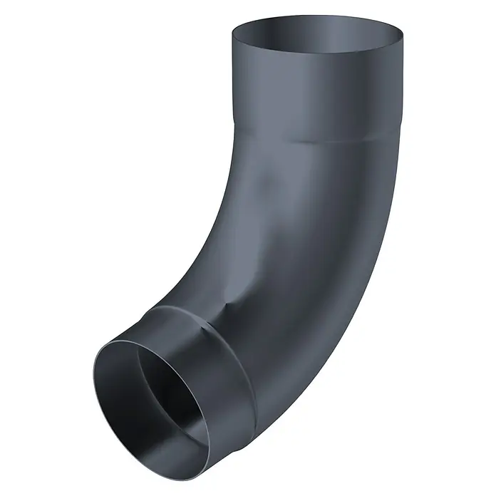 Sarei Fallrohrbogen - Nennweite: 80 mm, Winkel: 72 °, Aluminium, Anthrazit - Diagonale Ansicht