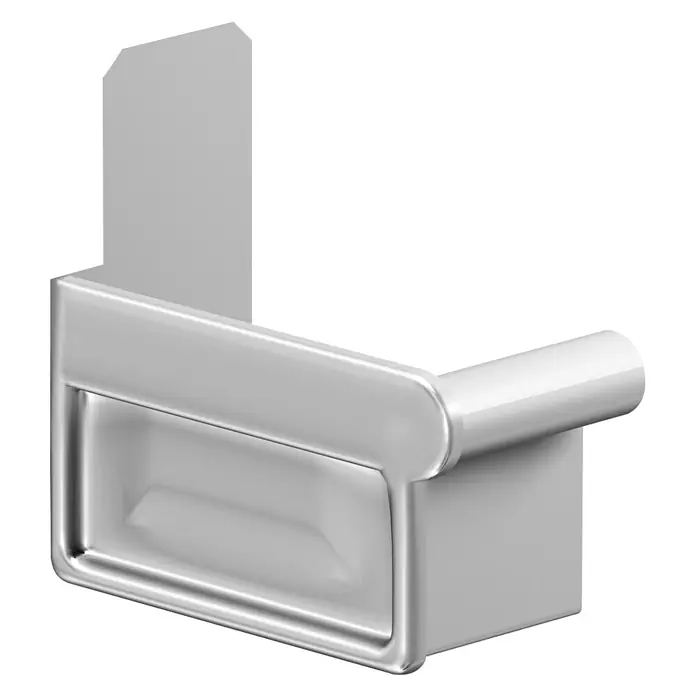 Sarei Rinnenendstück - Nennweite: 70 mm, Ausführung: Links, Aluminium - Diagonale Ansicht