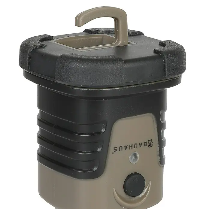 BAUHAUS LED-Campingleuchte Laterne Mini - Batteriebetrieben, Braun/Schwarz, Transparent, Höhe: 14 cm - Diagonale Ansicht