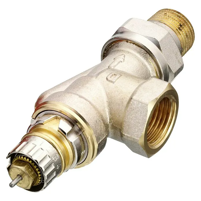 Danfoss Thermostatisch onderblok Haaks Verkeerd - ½″, Doorvoer - Diagonaal zicht