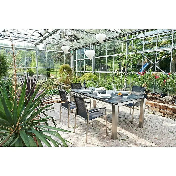 Acamp Gartenmöbel-Set Auris - 5 -tlg., Edelstahl/Polywood/Keramik, Edelstahl/Nero/Metalica Dark - Stimmungsaufnahme