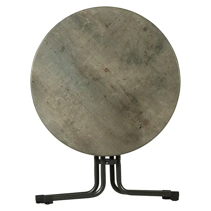 Acamp Gartentisch rund Piazza - Ø x H: 80 x 72 cm, Stahlrohr/Topalit, Anthrazit/Cemento, Klappbar - Vorderansicht