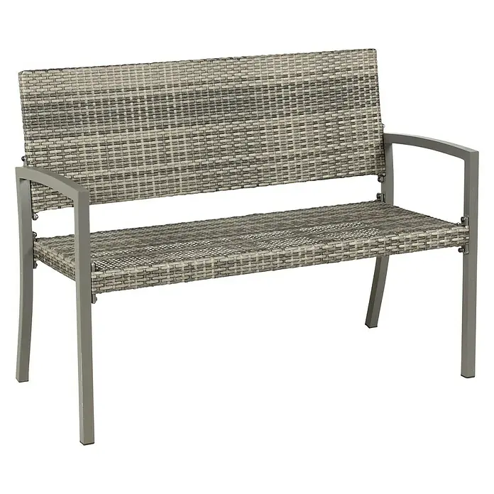Acamp Gartenbank Dijon - 116 x 60 x 87 cm, Aluminium/Polyrattan, Anthrazit/Grau meliert - Diagonale Ansicht