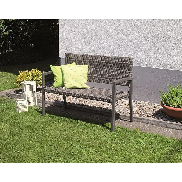 Acamp Gartenbank Dijon - 116 x 60 x 87 cm, Aluminium/Polyrattan, Anthrazit/Grau meliert - Stimmungsaufnahme