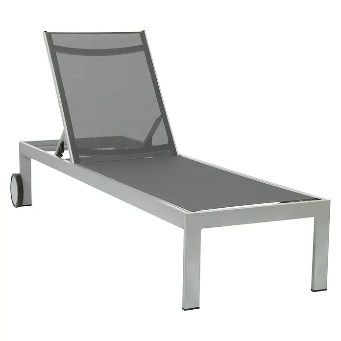 Acamp Rollliege Rimini - L x B x H: 206 x 66 x 35 cm, Aluminium/Acatex-Gewebe, Platin/Graphit - Diagonale Ansicht