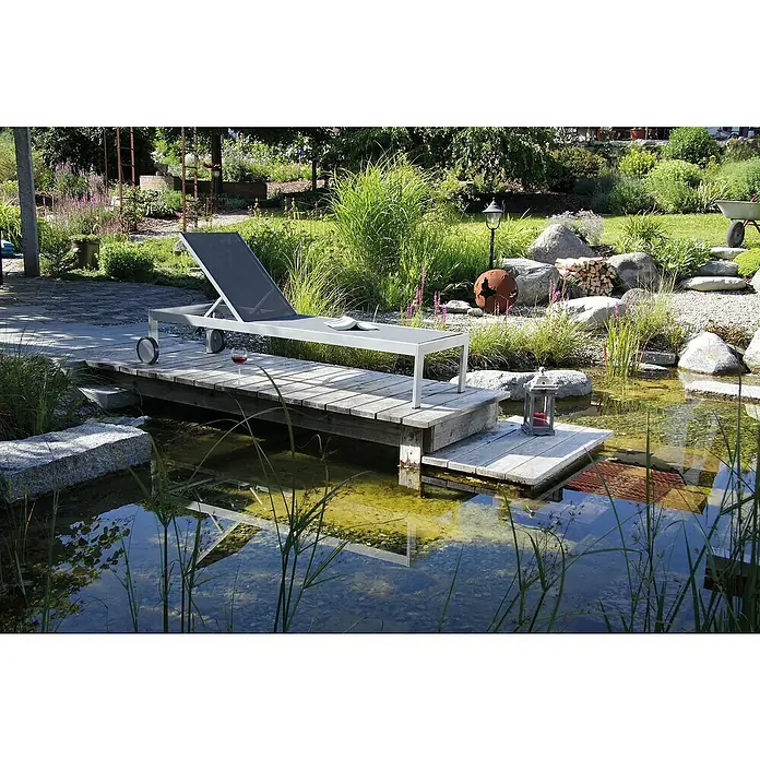 Acamp Rollliege Rimini - L x B x H: 206 x 66 x 35 cm, Aluminium/Acatex-Gewebe, Platin/Graphit - Stimmungsaufnahme