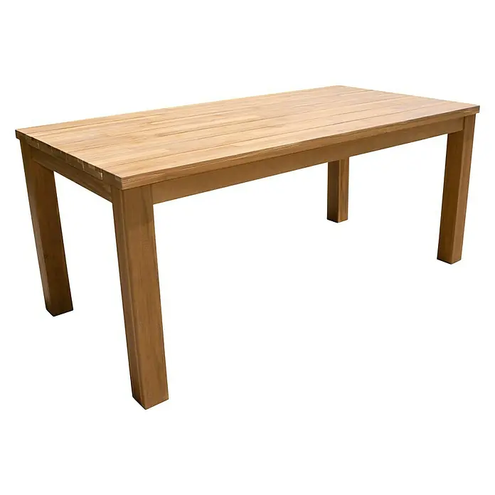 Acamp Gartenmöbel-Set Ciro - 1 x Tisch Old Java, 4 x Armsessel Ciro, Aluminium/Flex-Mesh/Akazie, Grau/Taupe/Teak-färbig - Diagonale Ansicht