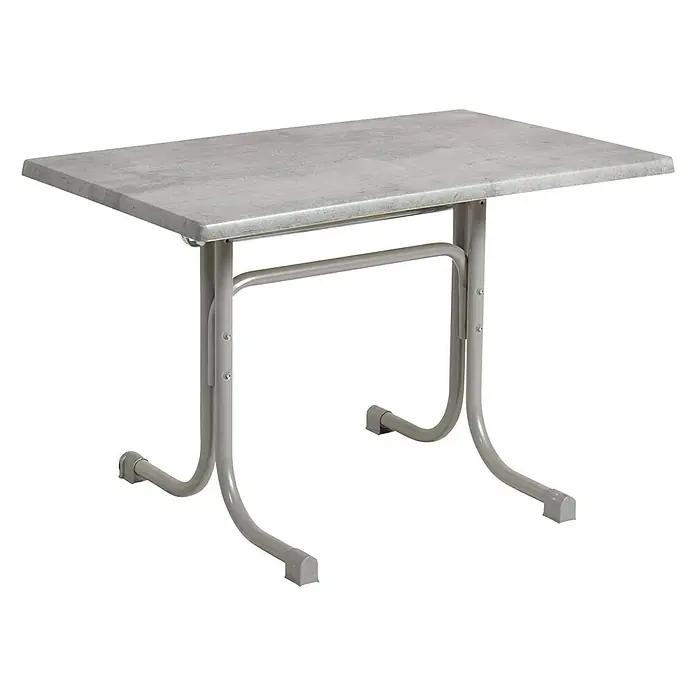 Acamp Gartentisch Boulevard - L x B: 120 x 80 cm, Platin/Cemento Grigio, Stahlrohr/Topalit, Klappbar - Diagonale Ansicht