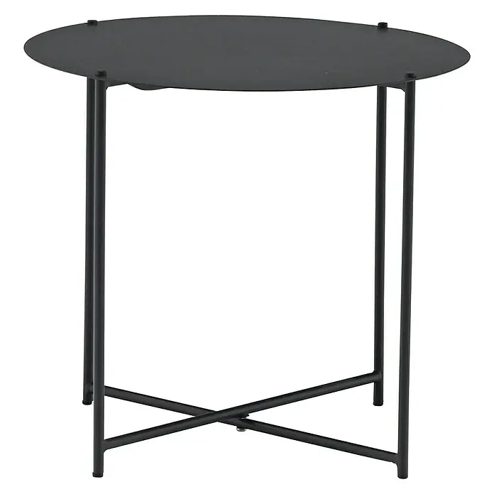 Acamp Garten-Beistelltisch rund Lund - Ø x H: 45,5 x 49 cm, Stahl, Anthrazit, Klappbar - Vorderansicht