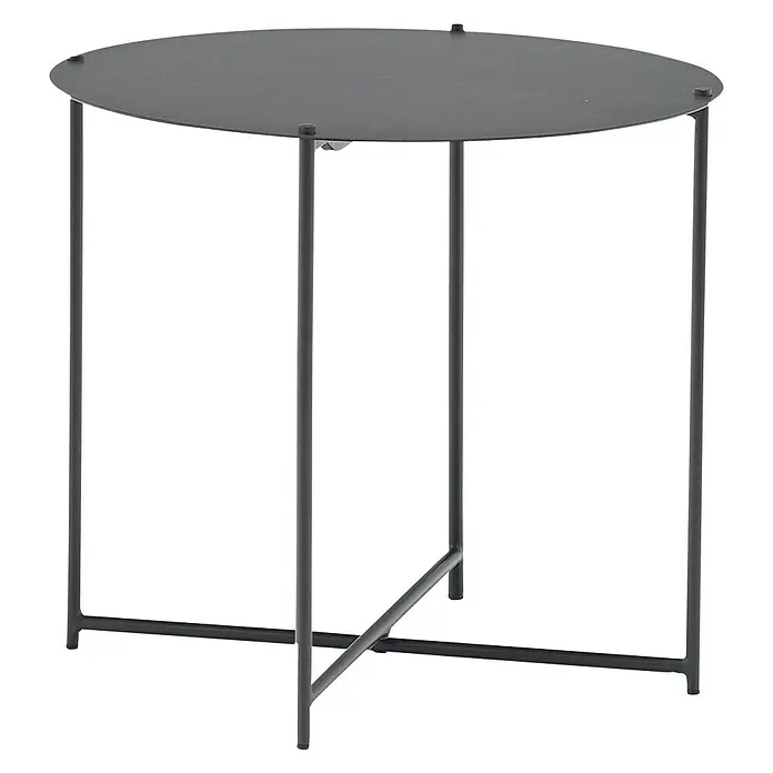 Acamp Garten-Beistelltisch rund Lund - Ø x H: 45,5 x 49 cm, Stahl, Anthrazit, Klappbar - Diagonale Ansicht