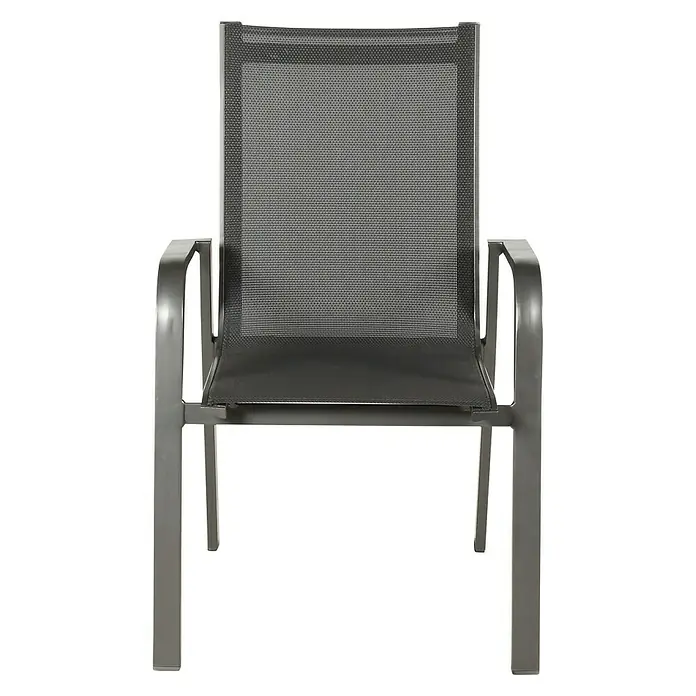 Acamp Gartenmöbel-Set Urban - 1 x Lofttisch Acaplan, 4 x Stapelsessel Urban, Aluminium/Acatex-Gewebe/Topalit, Anthrazit/Carbon/Schiefer - Vorderansicht