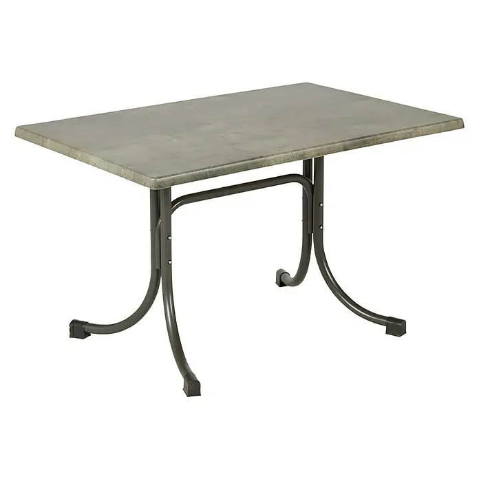 Acamp Gartentisch Boulevard - L x B: 120 x 80 cm, Anthrazit/Cemento, Stahlrohr/Topalit, Klappbar - Diagonale Ansicht