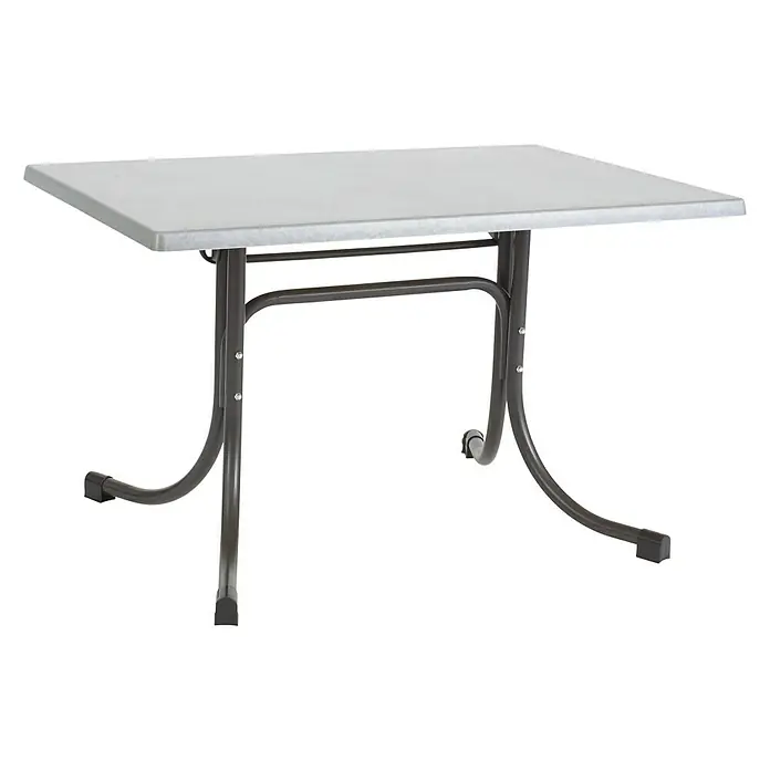 Acamp Gartentisch Boulevard - L x B: 120 x 80 cm, Anthrazit/Inox, Stahlrohr/Topalit, Klappbar - Diagonale Ansicht