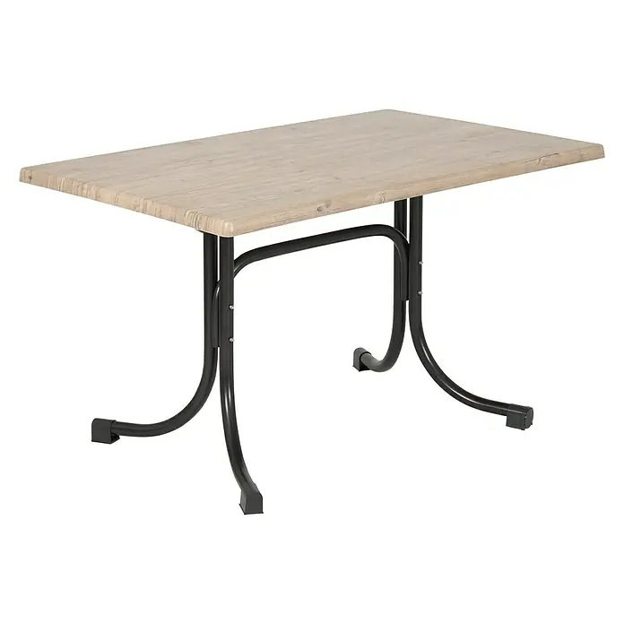 Acamp Gartentisch Boulevard - L x B: 120 x 80 cm, Anthrazit/Driftwood, Stahlrohr/Topalit, Klappbar - Diagonale Ansicht