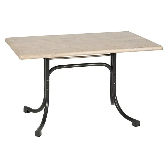 Acamp Gartentisch Boulevard - L x B: 120 x 80 cm, Anthrazit/Driftwood, Stahlrohr/Topalit, Klappbar - Diagonale Ansicht