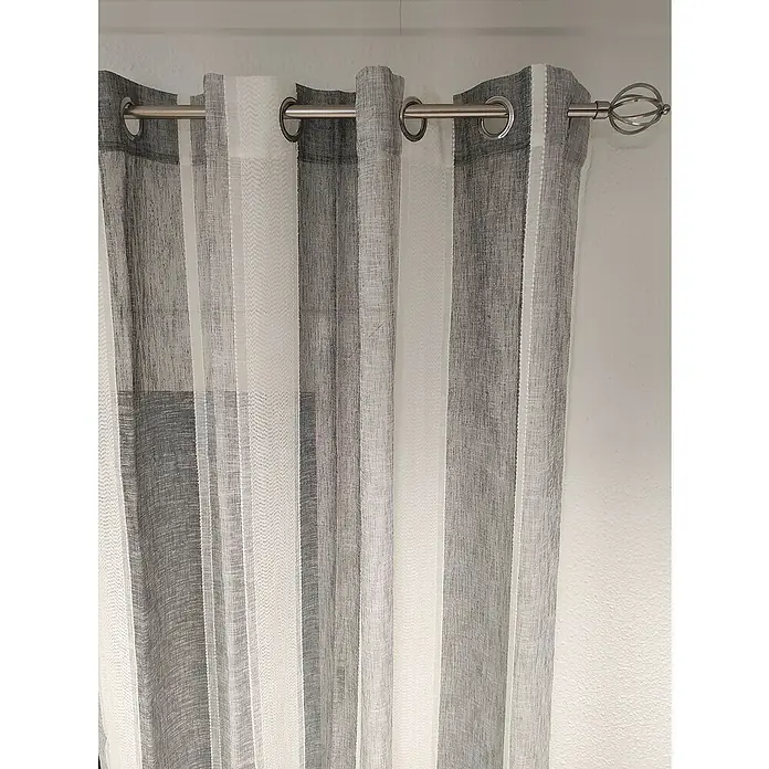 Visillo para ventana Candy - An x Al: 140 x 260 cm, 100% poliéster, Gris/Blanco - Foto ambiente