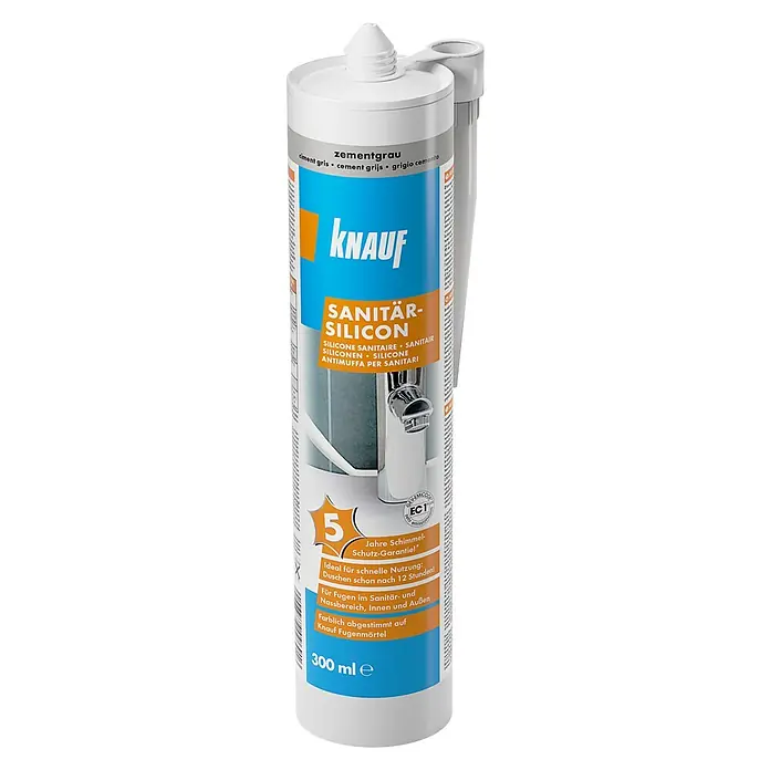 Knauf Sanitär-Silikon - Zementgrau, 300 ml - Vorderansicht