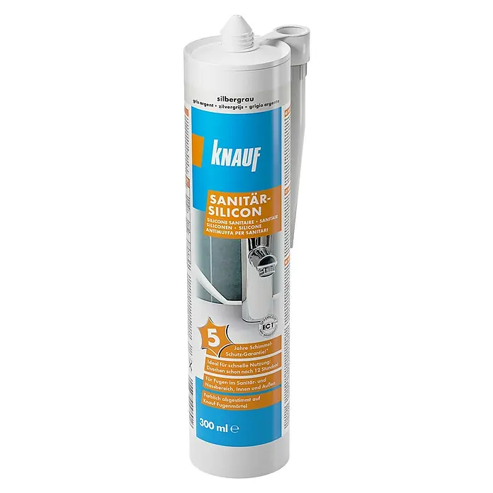 Knauf Sanitär-Silikon - Silbergrau, 300 ml - Vorderansicht