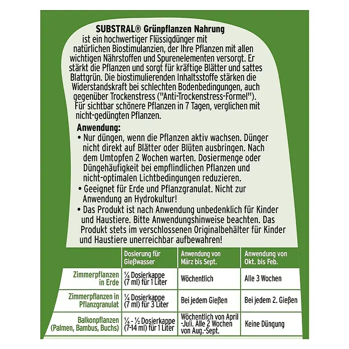 Substral Grünpflanzen-Nahrung - 500 ml - Rückansicht