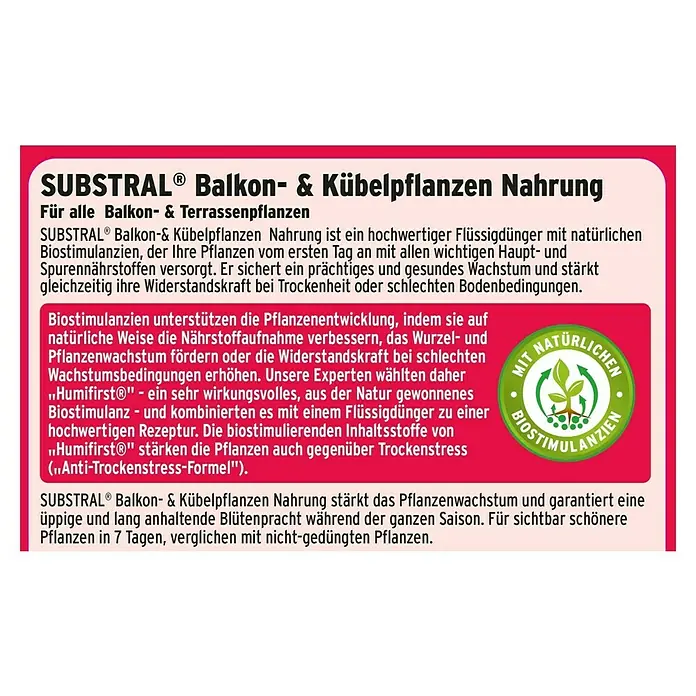 Substral Balkon- & Kübelpflanzen-Nahrung - 1,3 l - Rückansicht