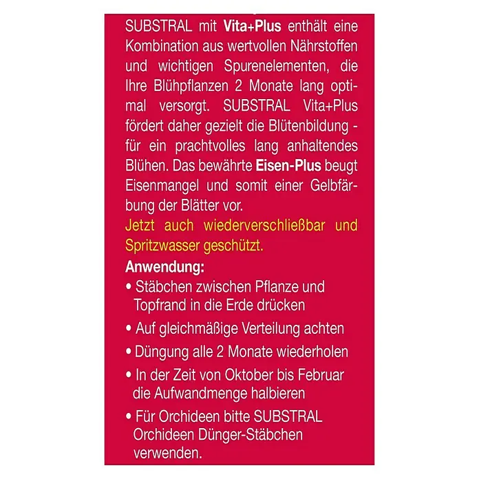 Substral Blühpflanzen-Düngestäbchen - 30 Stk., Inhalt ausreichend für ca.: 30 Pflanzen - Rückansicht