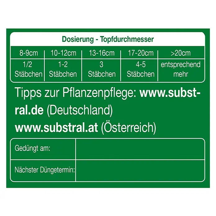 Substral Grünpflanzen-Düngestäbchen - 30 Stk., Inhalt ausreichend für ca.: 30 Pflanzen - Rückansicht